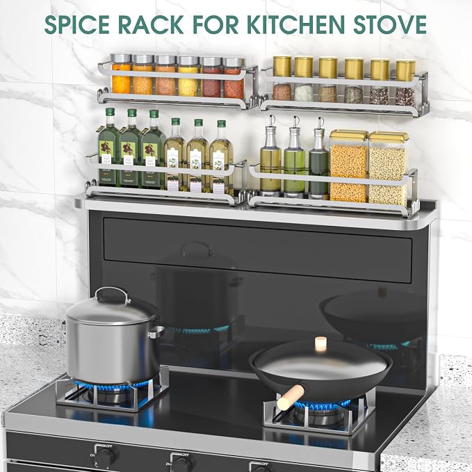 LUCYCAZ 4 Pack Wall Mounted Spice Rack - Image 8