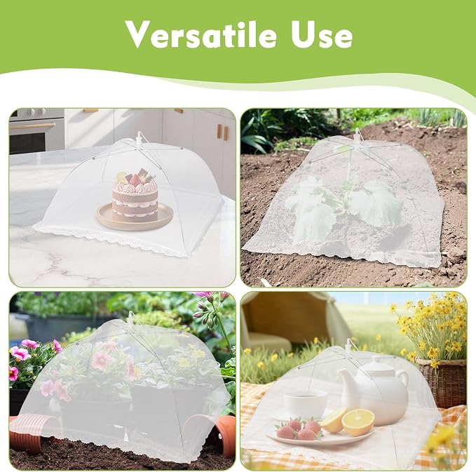 4 Pack Large Mesh Food Covers 17" x 17", Tall White Nylon Food Tents, - Image 7
