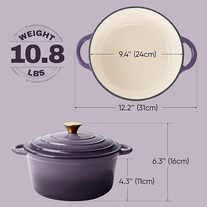 4.5 Quart Dutch Oven Pot with Lid, Non Stick Enameled Cast Iron Dutch Oven - Image 5