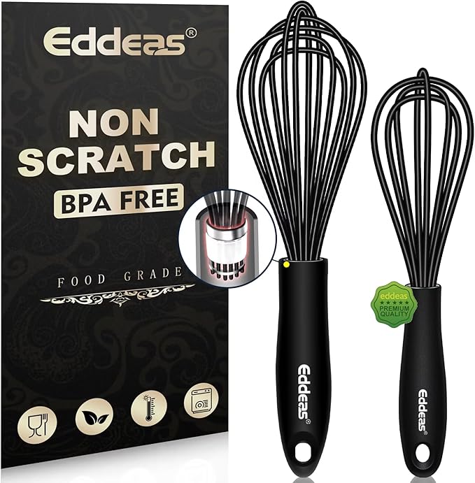 Eddeas Mini Silicone Whisk, Small Silicone Whisk 7+9in, BPA free Non Scratch by Eddeas