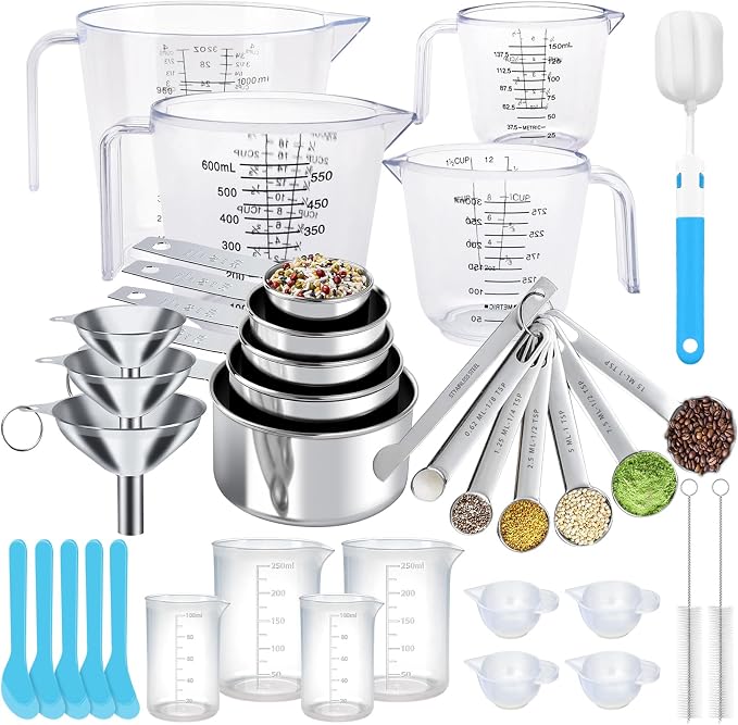 Measuring Cups and Spoons Set 35 Pcs, 11 Stainless Steel Nesting Measuring by ATPWONZ