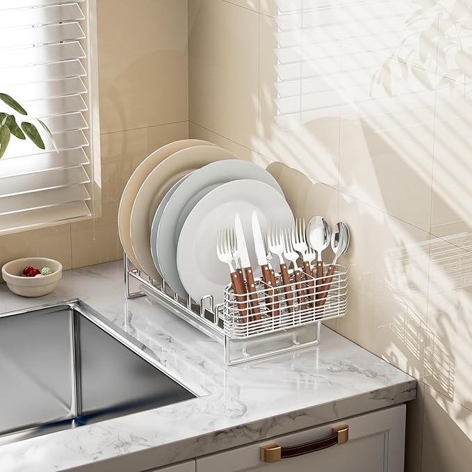 JAQ Utensil Holder for Sink, Sus304 Stainless Steel Rust Free Silverware - Image 5