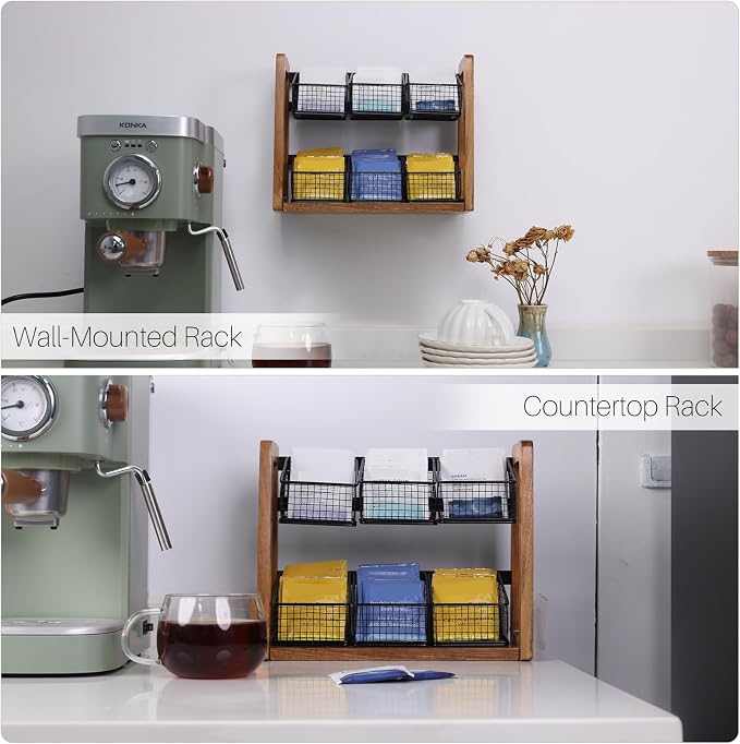 HTB 2 Tier Tea Organizer for Tea Bags, Tea Bag Holder - Image 7