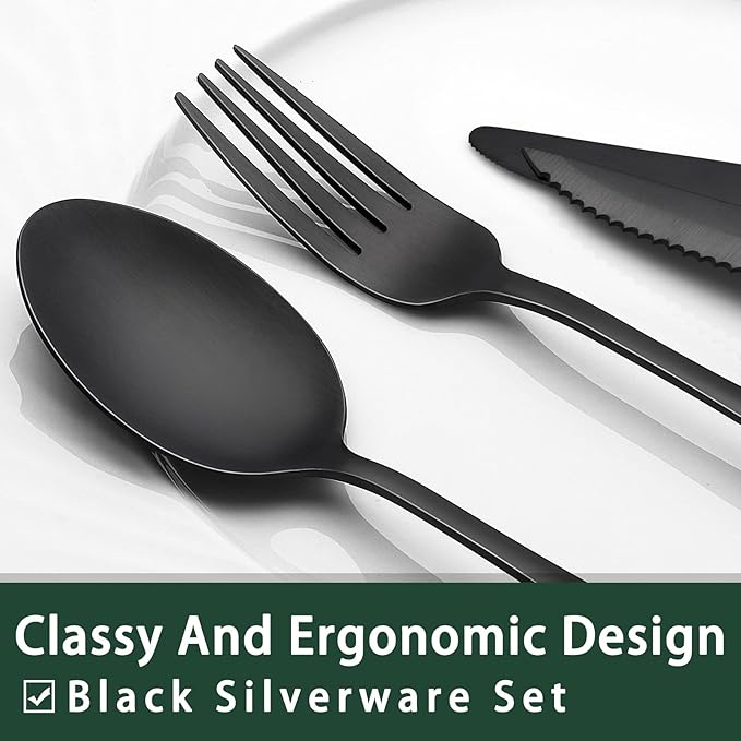 EWFEN 24-Piece Black Silverware Set - Image 3