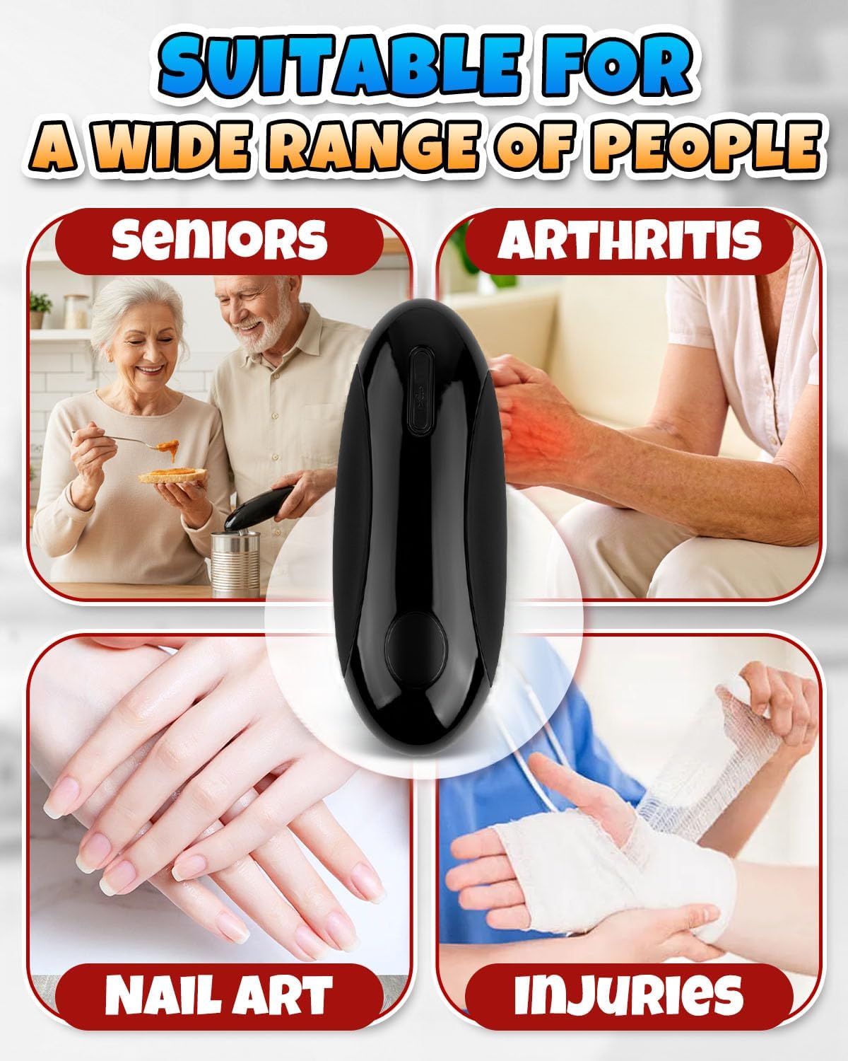 Electric Can Opener, Automatic Can Opener for Senior, One touch Side