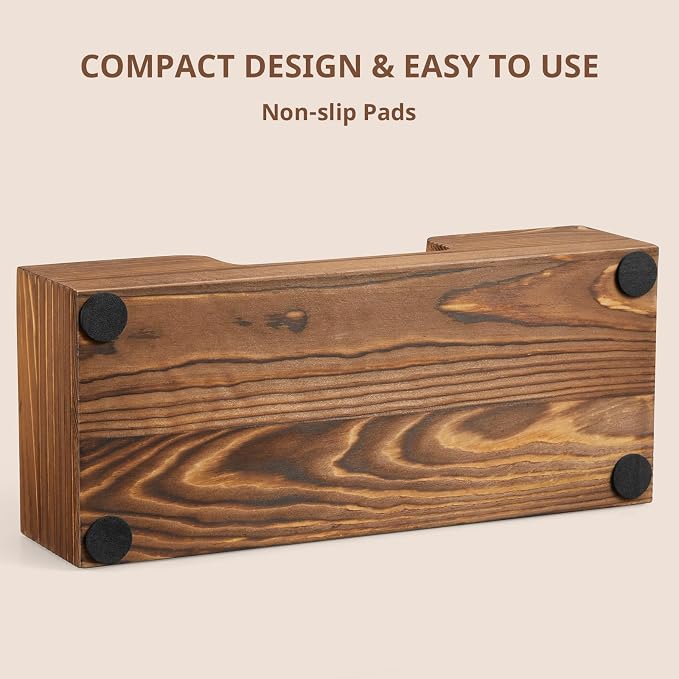 Paper Towel Dispenser Countertop, Burnt Wood Bathroom Paper Towel Holder - Image 4