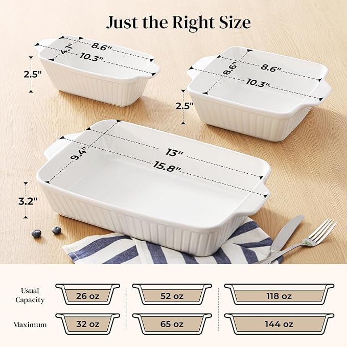 DOWAN Ceramic Casserole Dishes Set of 3 - Image 2