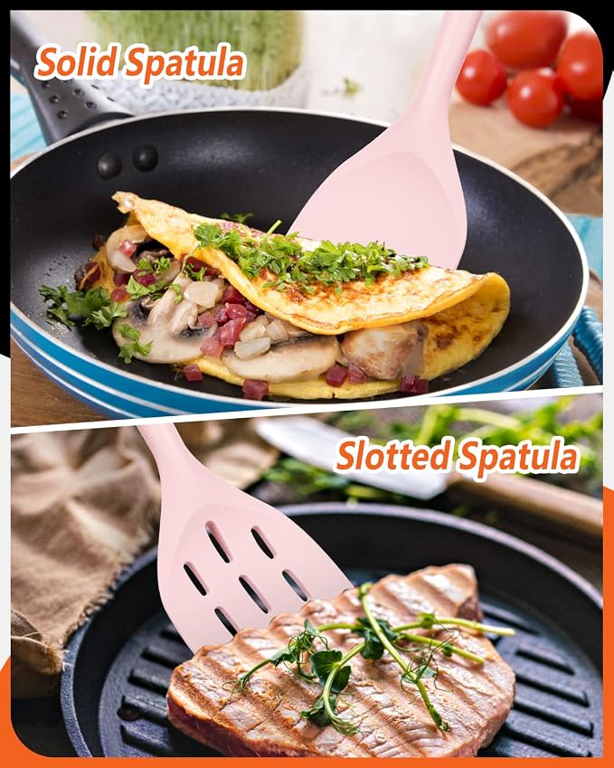 Pack of 2 Silicone Spatula, Non Stick Cooking Utensil Set Wooden Handle Kitchen - Image 5