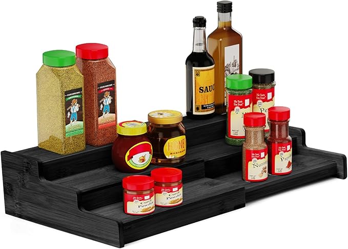 VenDotbi Spice Rack, 3-Tier Expandable Bamboo Spice Rack Organizer by VenDotbi