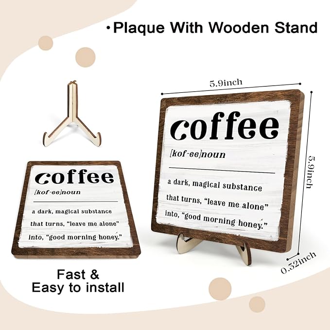 Coffee Bar Sign Plaque for Coffee Bar Station, Vintage Wooden Java Sign Decor - Image 2