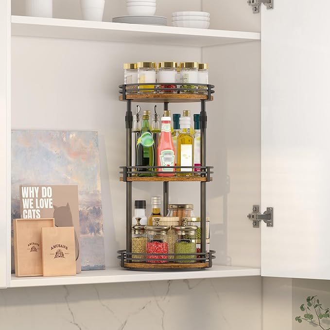 Across-Star Lazy-Susan-Organizer-Spice-Rack, 3-Tier Rotating Spice Organizer - Image 2