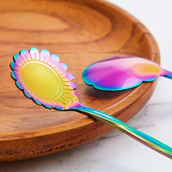 Chengu 8 Pieces Flower Coffee Tea Spoons Stainless Steel Sugar Spoons Tea Party - Image 4