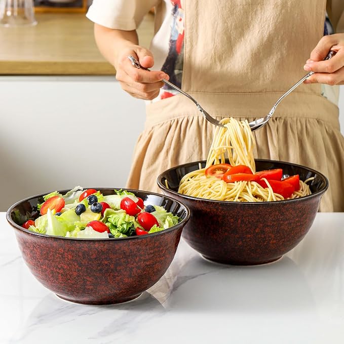 HASENSE Serving Bowls, 84 Ounce Ceramic Mixing Bowls Set of 2 - Image 2