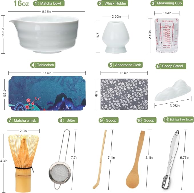 Matcha Whisk Set, Matcha Kit, Whisk Made from 100% Natural Bamboo, 11-component - Image 2