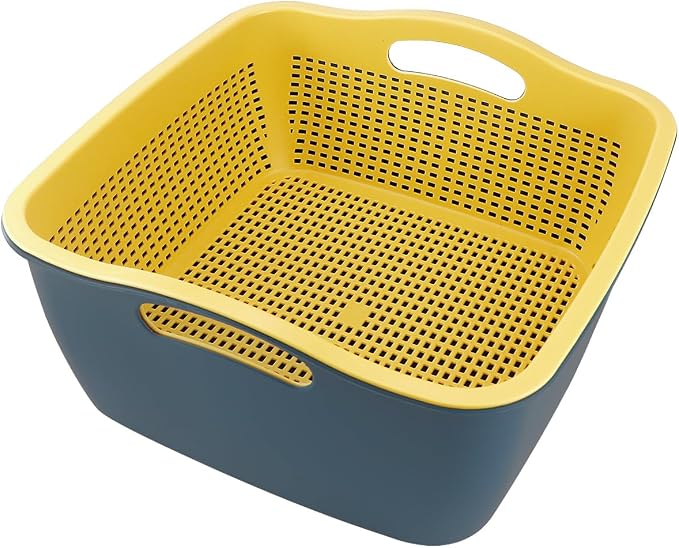 Double-layer Draining Basket Plastic Fruits & Vegetable Washing Basket by LNQ+LUNIQI