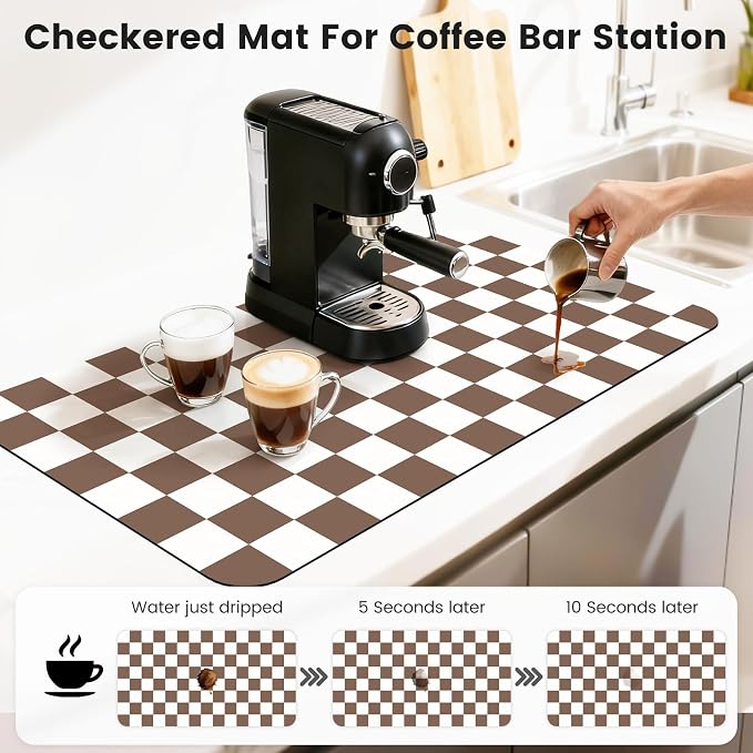 17" x 32" Checkered Dish Drying Mat - Image 3