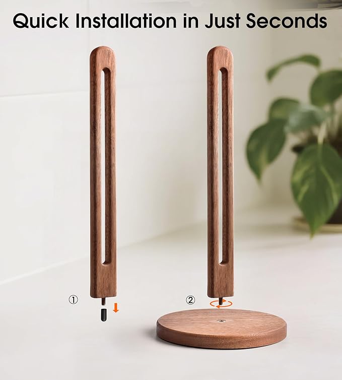 Acacia Wooden Paper Towel Holder Stand - Image 2