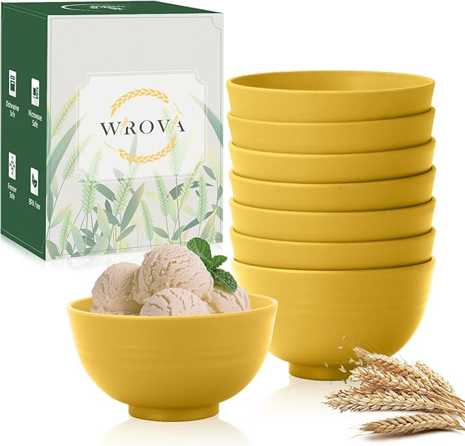 Wrova wheat straw icecream bowls 10oz set of 8 by WROVA
