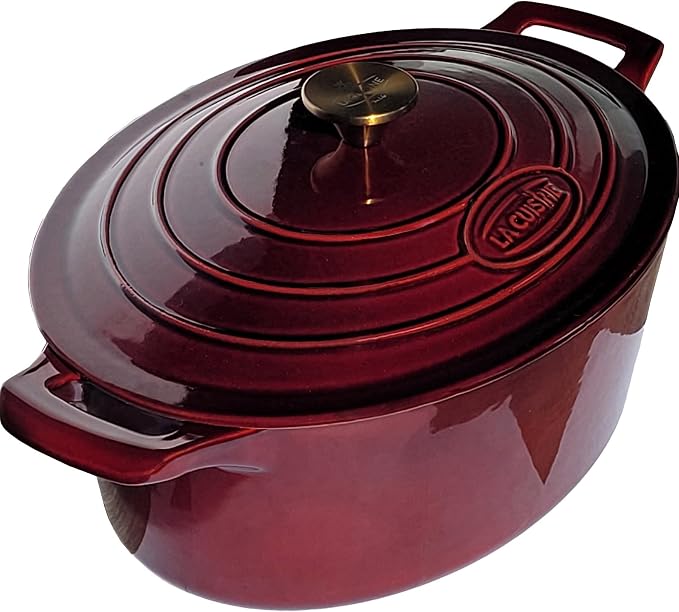 La Cuisine Enameled Cast Iron Oval Dutch Oven Casserole Dish Pot - Image 2