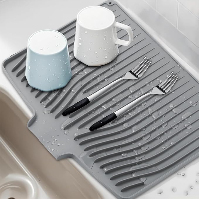 Silicone Dish Drying Mat for Kitchen Counter, Dish Drainer Mat, Non-Slip Drying - Image 7