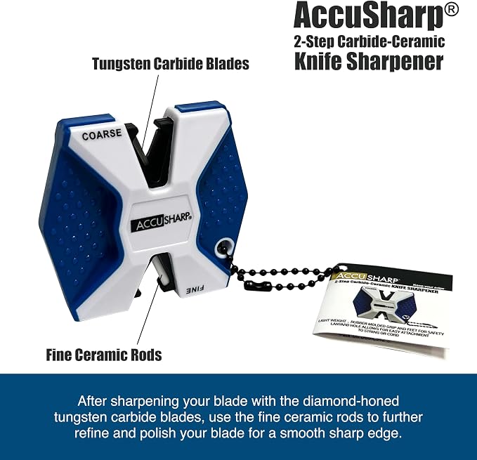 AccuSharp Pull Through Knife Sharpener Keychain, 2-Stage Sharpener - Image 4