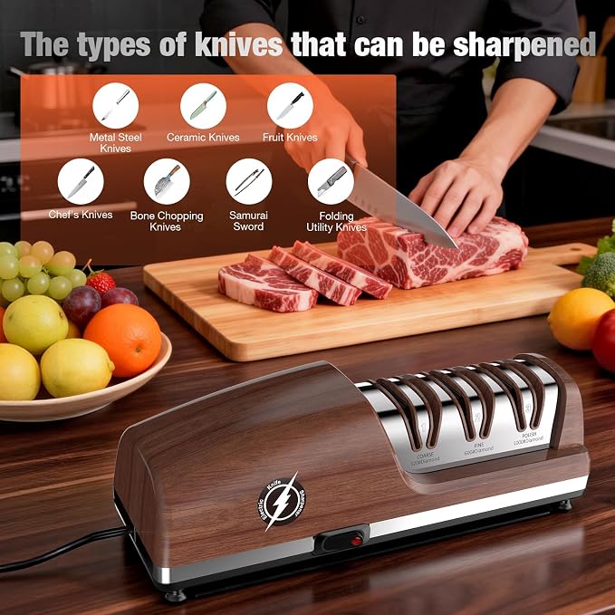 Replaceable Sharpener Electric Knife Sharpener, 3-Stage - Image 6