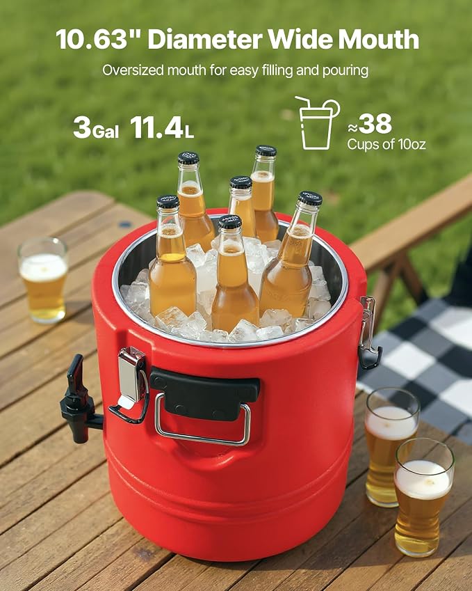 VEVOR Insulated Beverage Dispenser, 3 Gal/11.4L Thermal Hot and Cold Drink - Image 2