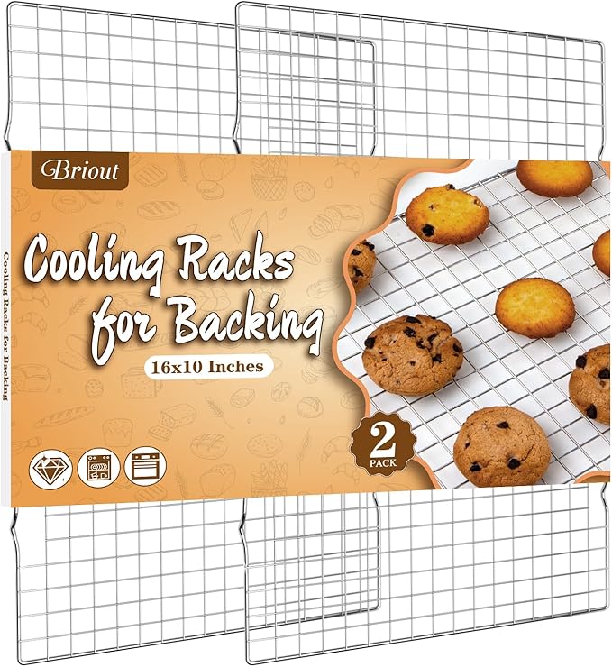 Cooling Rack for Baking 2-Pack, 16x10 Inches Baking Rack, Thick Wire Cookie by Briout