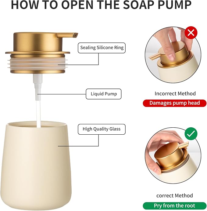 Enra Ceramic Soap Dispenser, 12 oz Hand Lotion Dispenser - Image 3