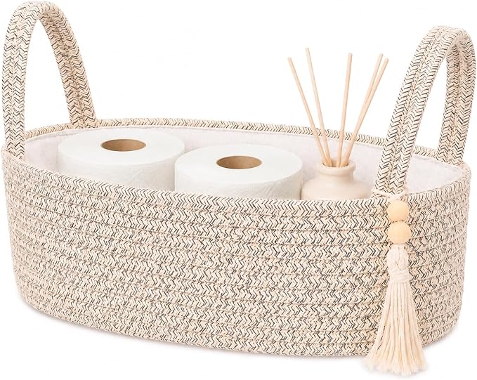 ABenkle Small Storage Basket, Jute Rope Woven Toilet Paper Tray Organizer by ABenkle