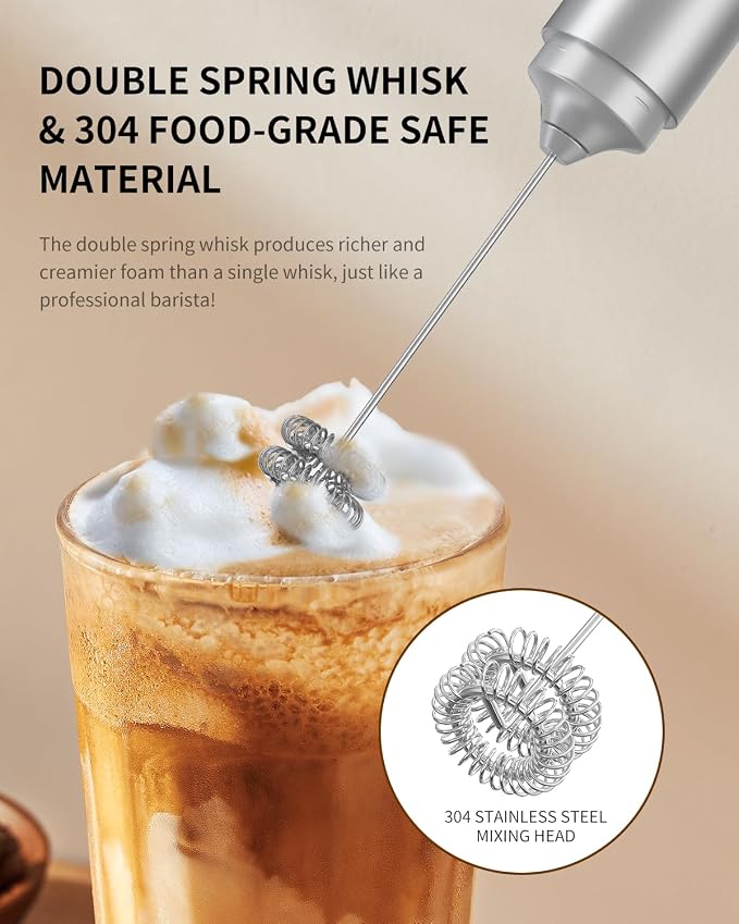 CIRCLE JOY Rechargeable Milk Frother Hanheld, Dual Coil Whisk Head Electric - Image 3
