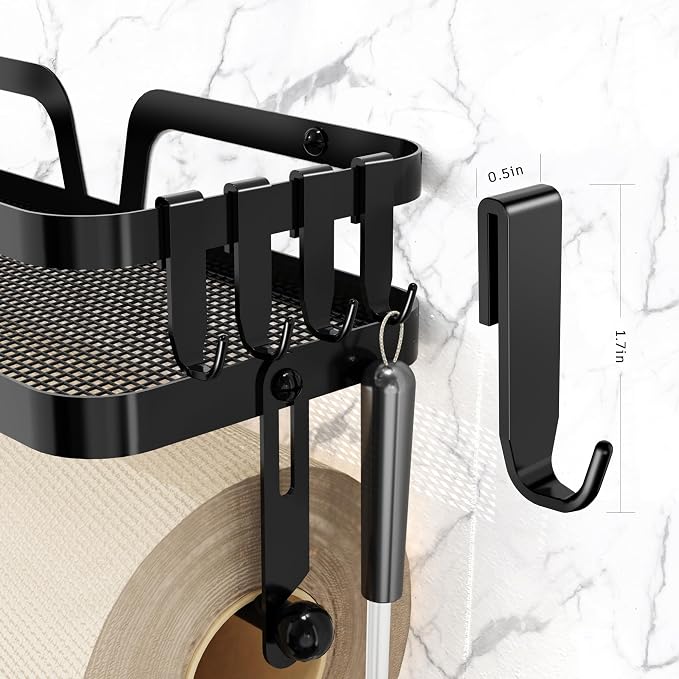 Taozun Paper Towel Holder with Shelf, Kitchen Paper Holder Spice Rack Black - Image 6