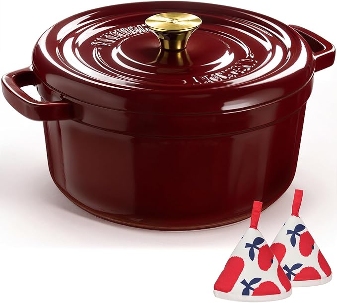 Overmont Enameled Cast Iron Dutch Oven - 5QT Pot - Heavy-Duty Cookware by Overmont
