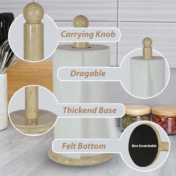 Handmade Ivory Marble Paper Towel Holder – Beige or Ivory Natural Stone - Image 6
