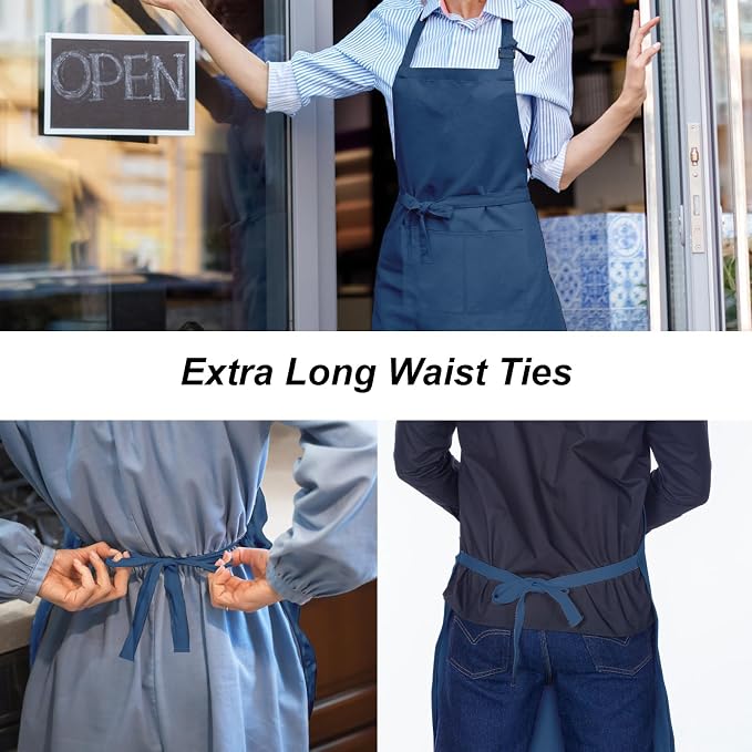 15 Pcs Adult Aprons Bulk with Pockets Adjustable Bib Chef Apron - Image 4
