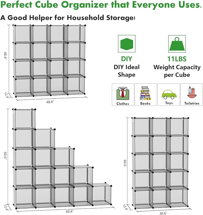 C&AHOME Plastic 16-Cube Grey UPCS16G - Image 3