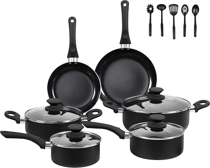 BECIGAR Black Ceramic Pots and Pans Set, Nonstick Pan Pots and Pans Set Non by BecigarCookware