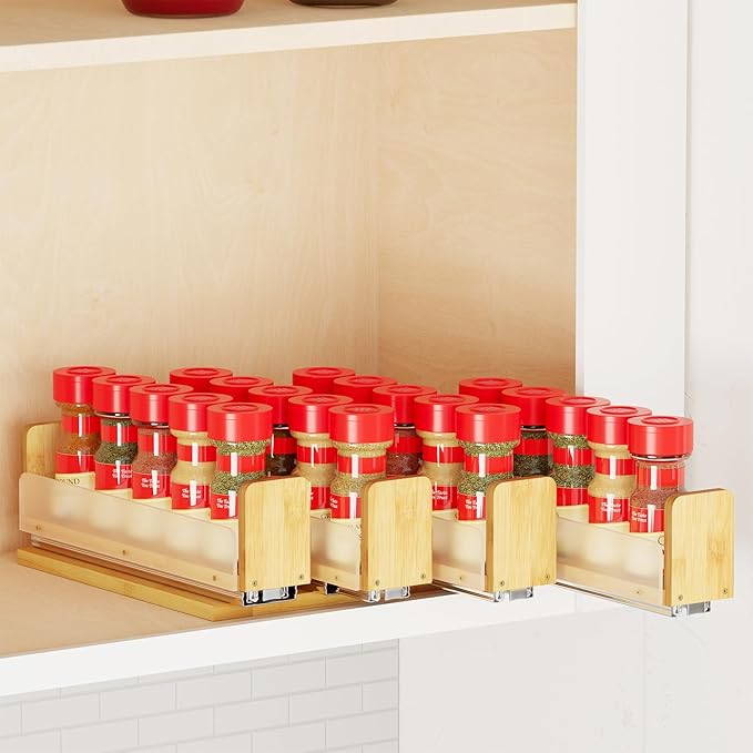 SpaceAid Bamboo Pull Out Spice Rack Organizer by SpaceAid