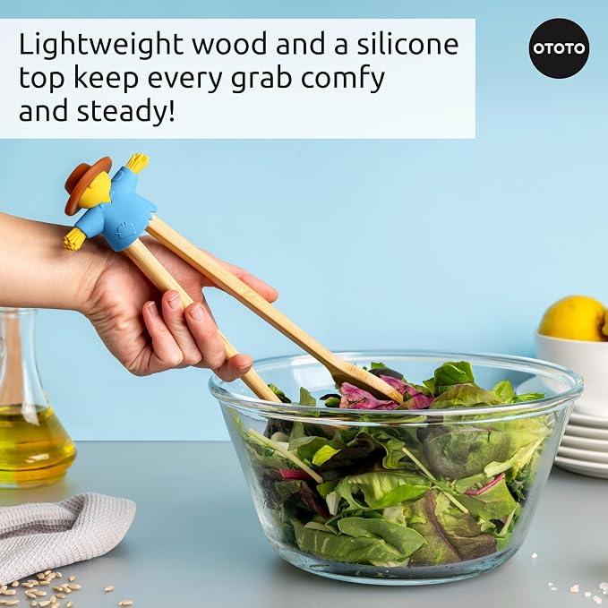 NEW - OTOTO Sal Scarecrow Salad Tongs - Wooden Tongs Set, Food Safe Toaster - Image 4