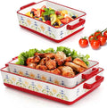 WRINGKIT Set of 3 Ceramic Baking Dishes, Rectangular Casserole Dish by WRINGKIT