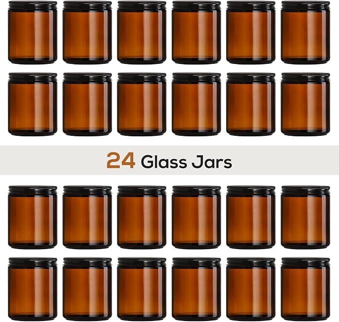 24 Pack, 8 OZ Thick Amber Candle Jars - Image 3