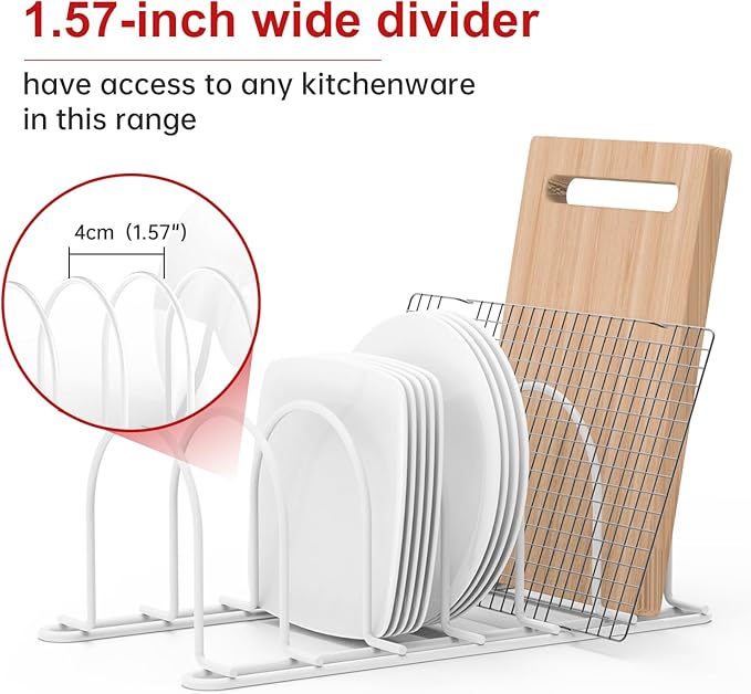 JAQ Plate Rack for Cabinet, 10.5" Vertical Dish Organizer for Plates, Pot Lids - Image 5
