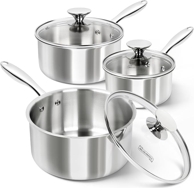 MICHELANGELO Triply Stainless Steel Saucepan Set by Michelangelo