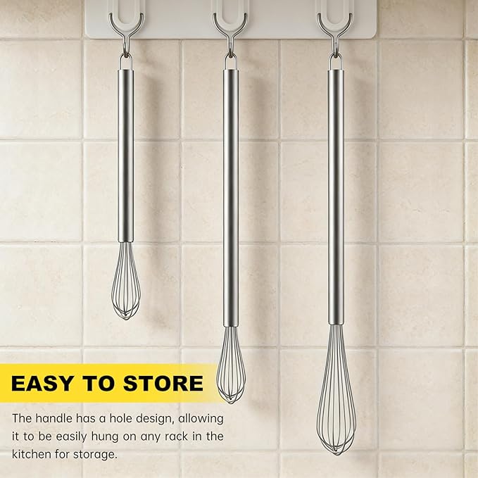 NileHome Mini Whisks Stainless Steel Whisk Set 7" 9" 11"Kitchen Small Wisk - Image 5
