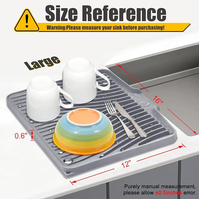 TIKNIK Silicone Dish Drying Mat, Stone Drying Mat - Image 2