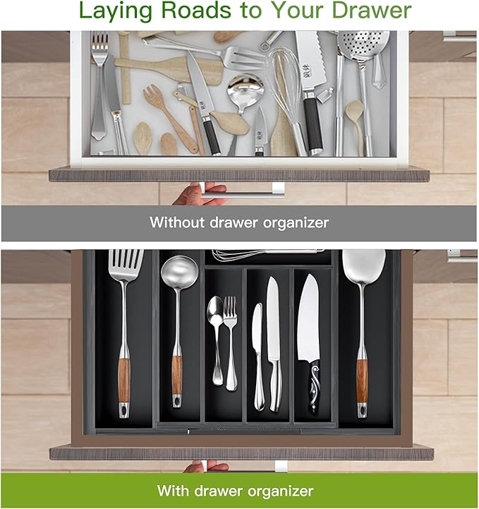 Pipishell Bamboo Expandable Drawer Organizer - Image 7