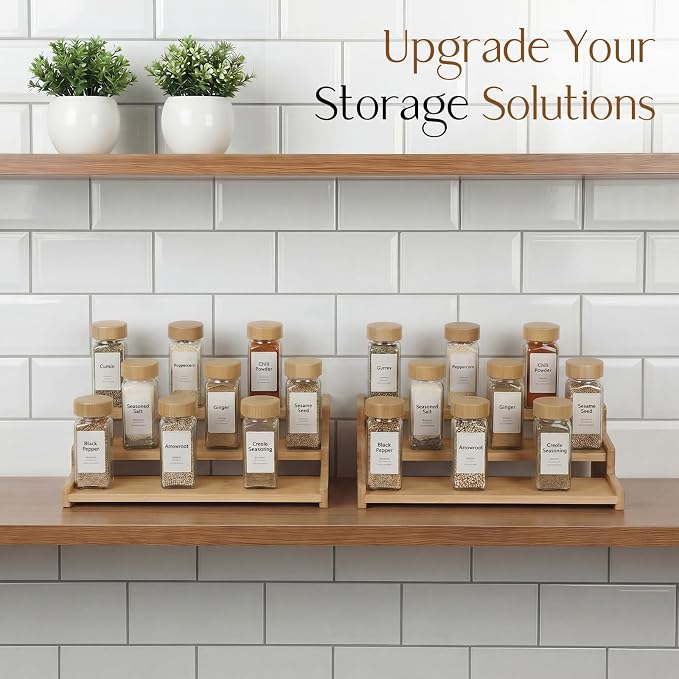 Organizer of Cabinet Special Seasoning, 12in Bamboo 3 Tiered Spice Rack，Used - Image 5
