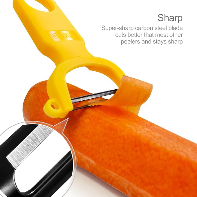 Original Vegetable Peeler Carbon Steel Blade 3-Pack Red/Green/Yellow - Image 4