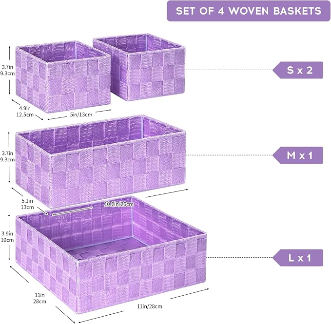 Posprica Woven Storage Baskets for Organizing, Small Black Baskets Cube Bin - Image 2