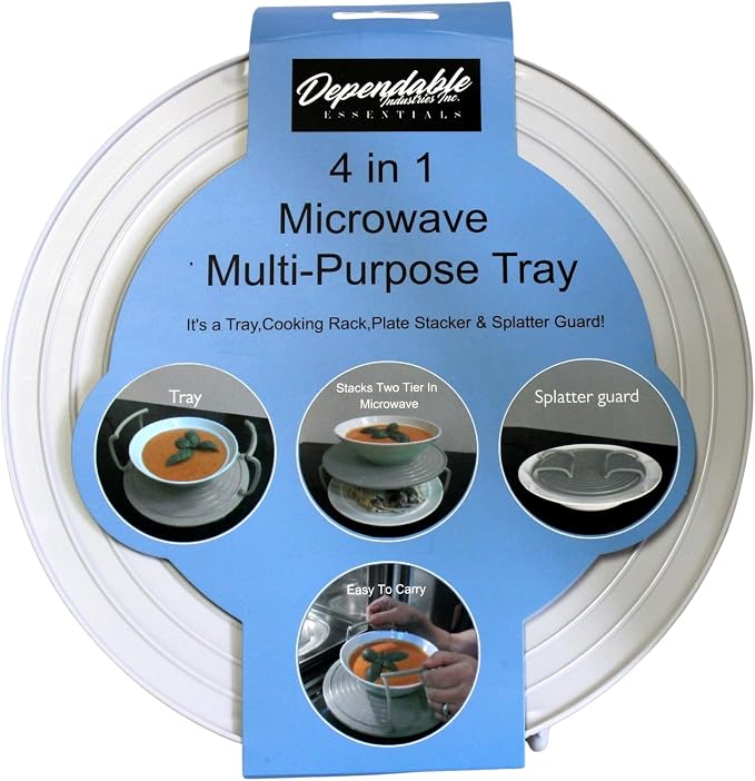Microwave Multipurpose 4 in 1 Tray Stand Rack Splatter Guard Carry Tray - Image 6